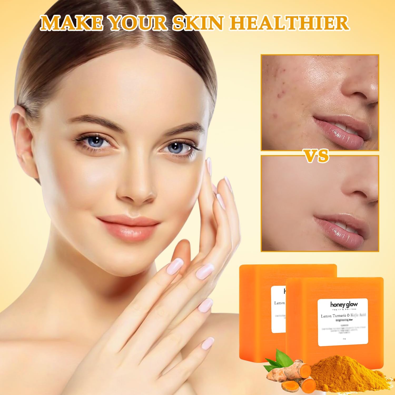 Cijikos Honey Glow Lemon Turmeric Kojic Soap Bar close-up reveals creamy lather and moisture.