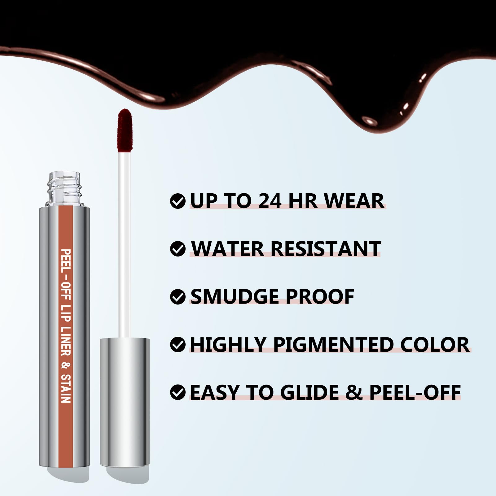 Cilrofelr lip liner tip detail highlights precise application for tidy lip lines.