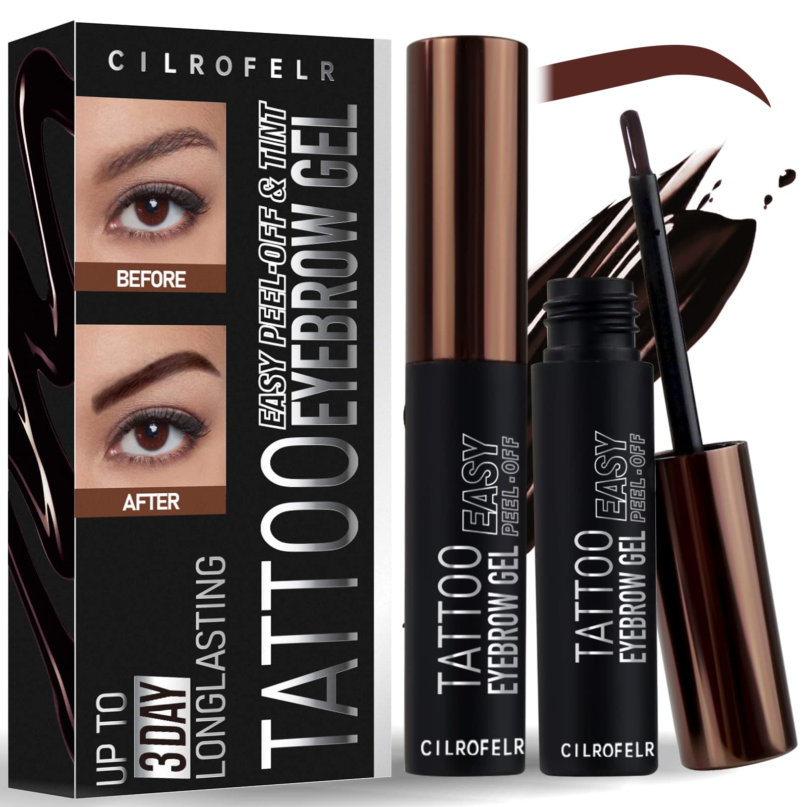 Cilrofelr Tattoo Brow Gel applied for natural, fuller-looking brows.