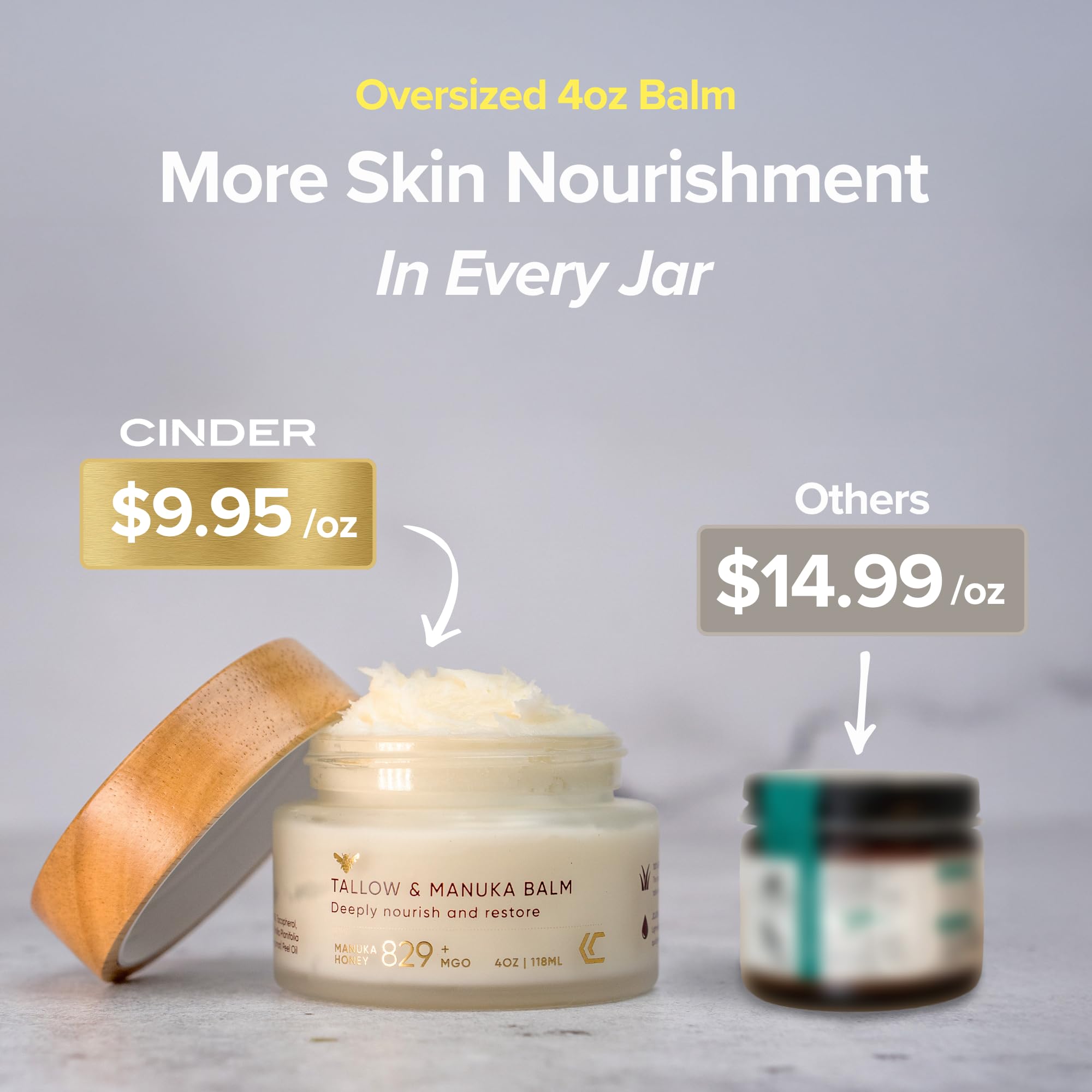 Cinder Brands balm nourishes with vitamins and fatty acids for healthier skin texture