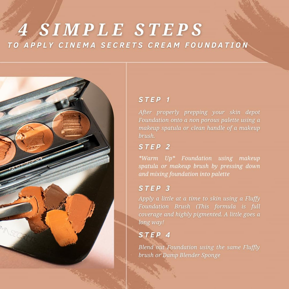 Cinema Secrets 501-11 shade swatch with warm beige-pink undertones for fair-to-medium skin