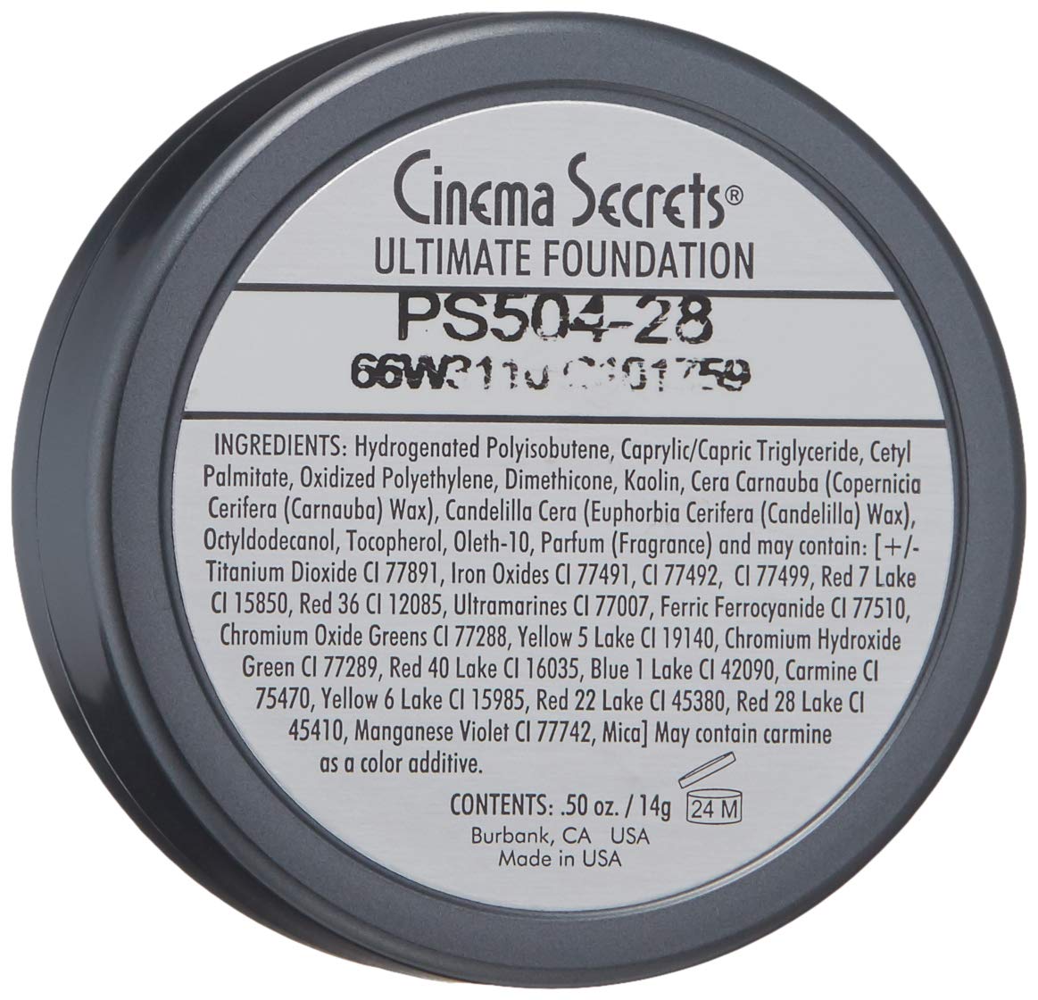 Cinema Secrets foundation 504-28 blended on skin demonstrates buildable coverage
