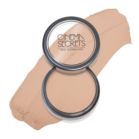 Cinema Secrets Pro Cream Foundation packaging highlights premium, travel-friendly bottle