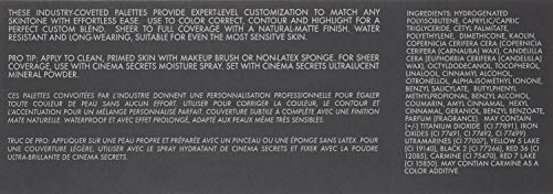 Cinema Secrets contour option demonstration highlights sculpted definition with matte finish.