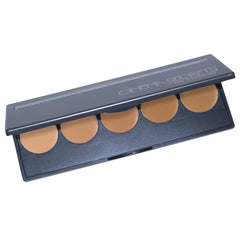 Cinema Secrets Ultimate Foundation Palette medium peach beige swatches for warm complexions.