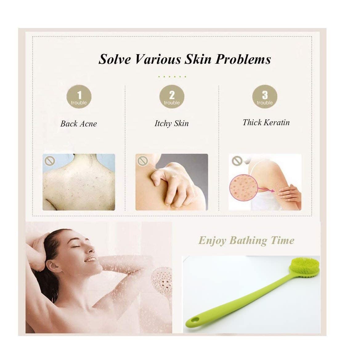 Cinlitek back scrubber with ergonomic design for comfortable reach.