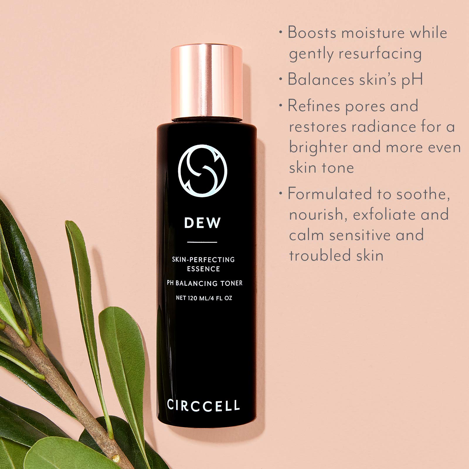 CIRCCELL Dew face toner application demonstrates even tone potential.