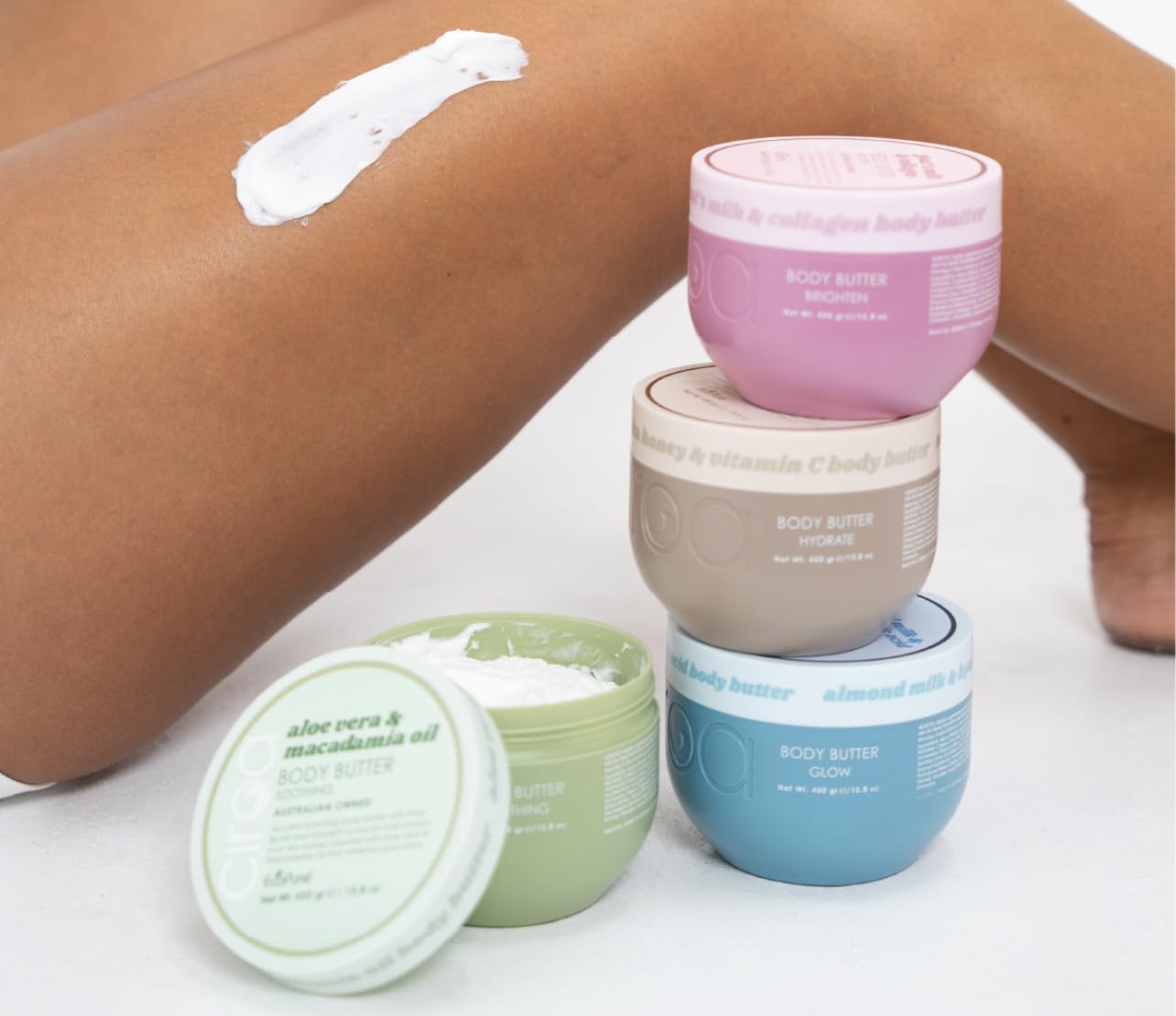 Ciroa creamy body butter texture highlights luxurious, deeply moisturizing cream