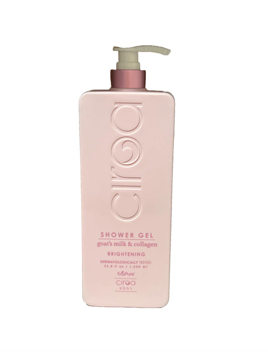 Ciroa goat milk collagen shower gel in pink bottle, gentle cleansing