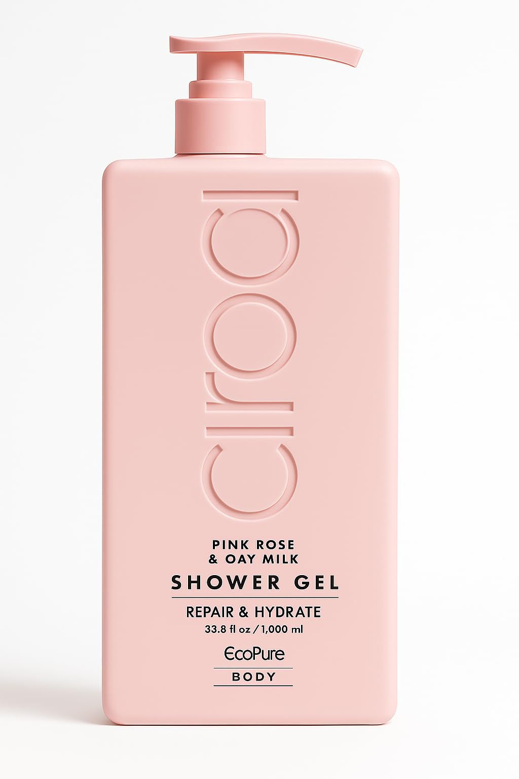 Ciroa Pink Rose & Oat Milk Shower Gel bottle highlighting hydrating cleanse