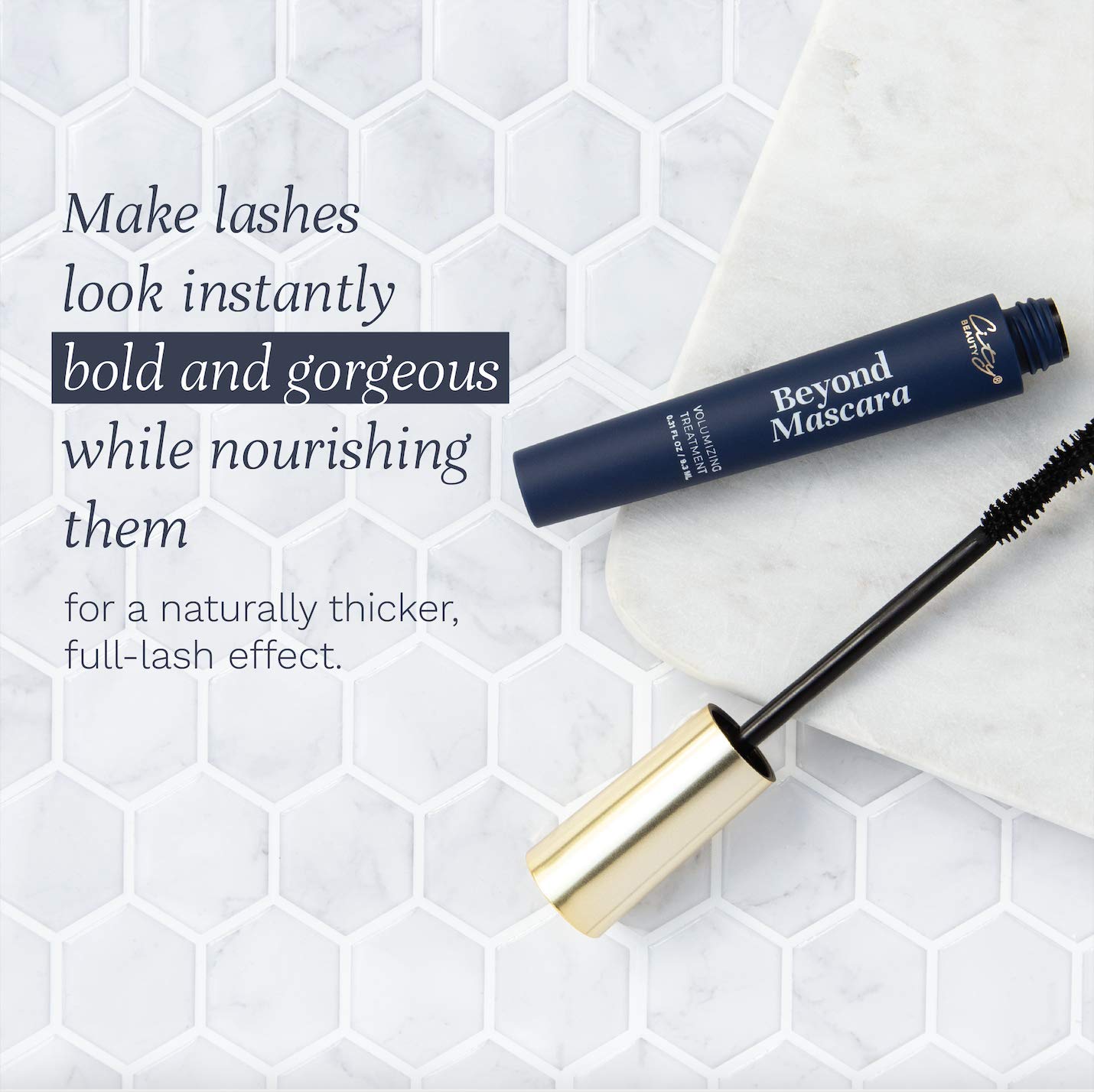 City Beauty Beyond Mascara long-lasting wear keeps lashes looking fresh.