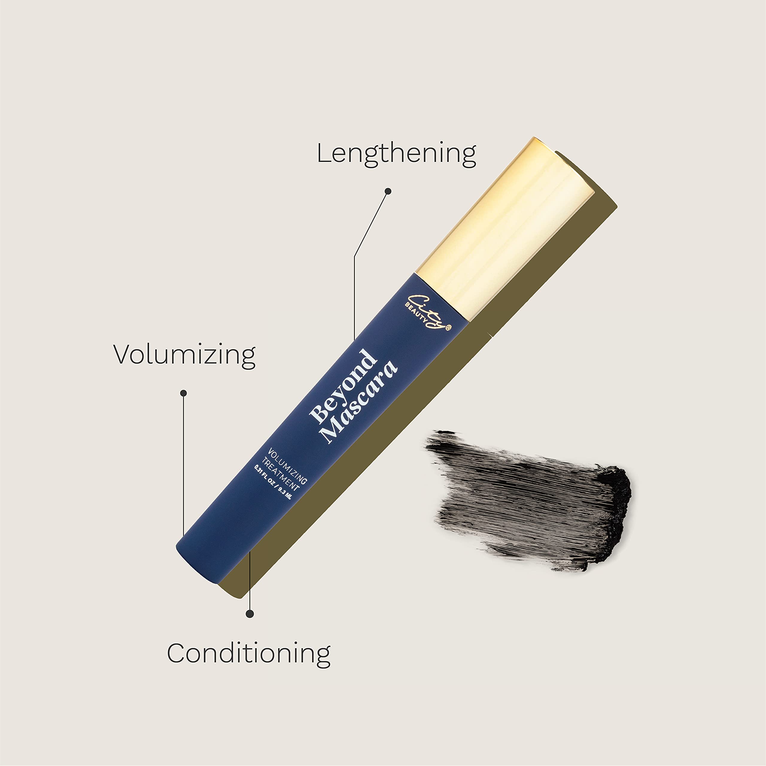City Beauty Beyond Mascara lightweight, buildable formula adds volume without clumps.