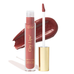 City Beauty City Lips Crimson gloss application on lips for instant shine.