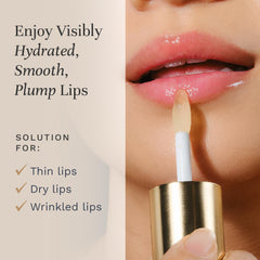 Close-up of the oil’s cushiony texture nourishing dry lips.