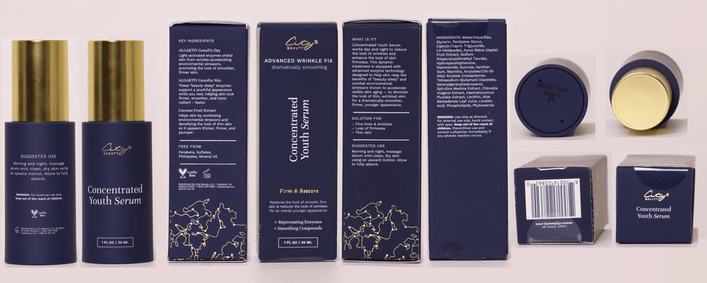 City Beauty Concentrated Youth Serum ingredient scene hints at enzyme technology.