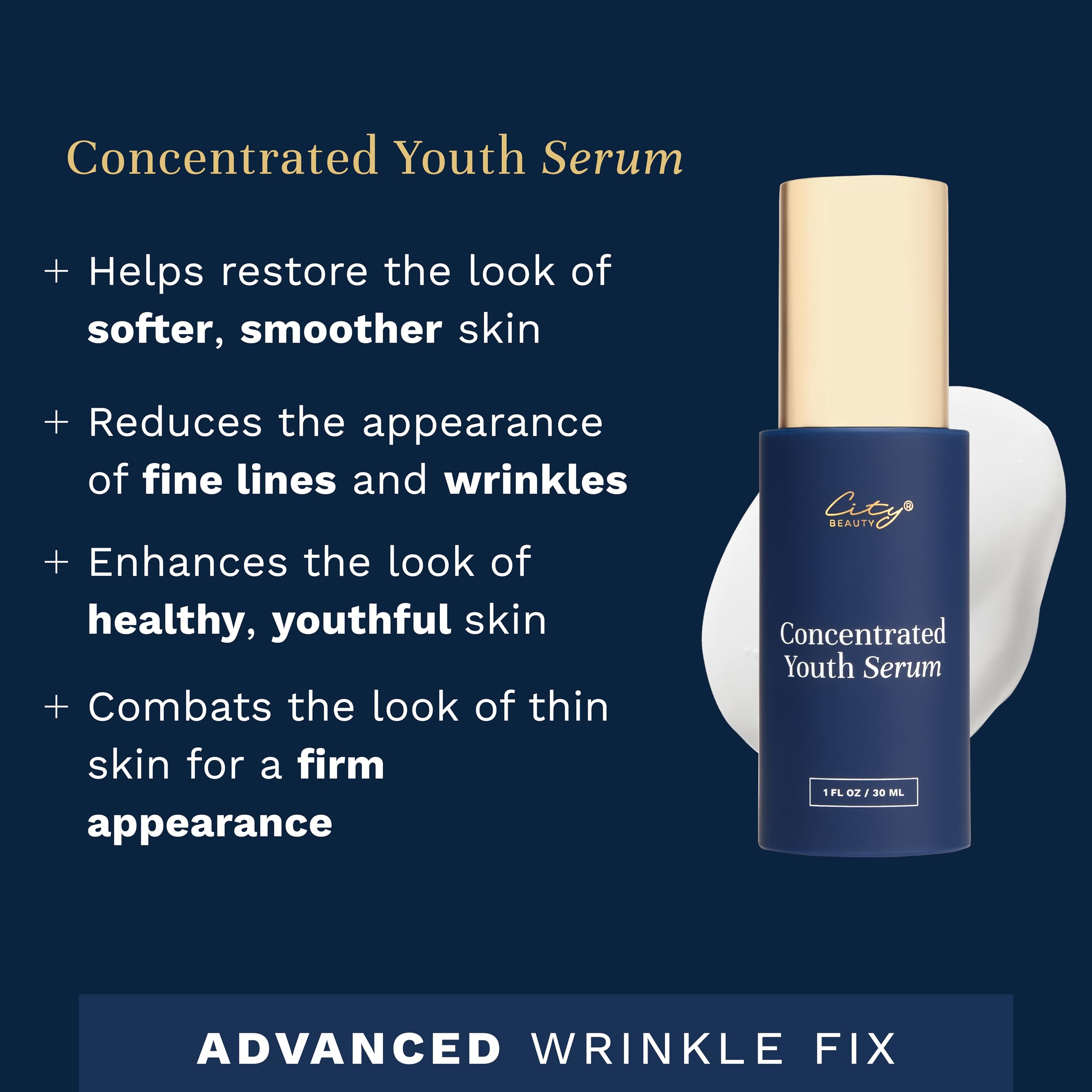 City Beauty Concentrated Youth Serum pump demonstrates easy, targeted application.