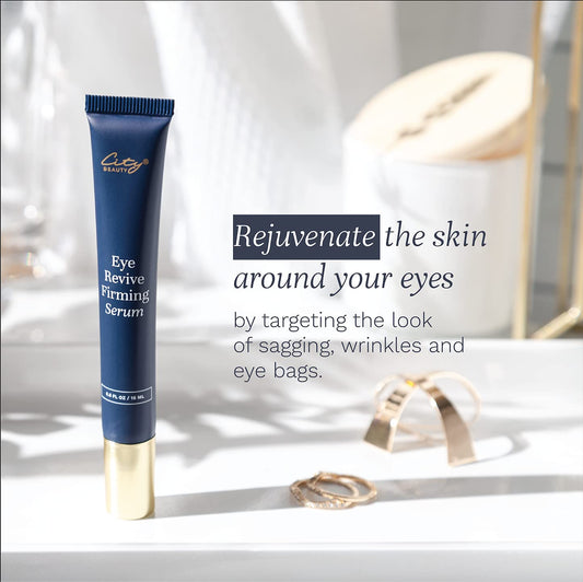 City Beauty Eye Revive Serum apply closeup shows quick absorption and lift.