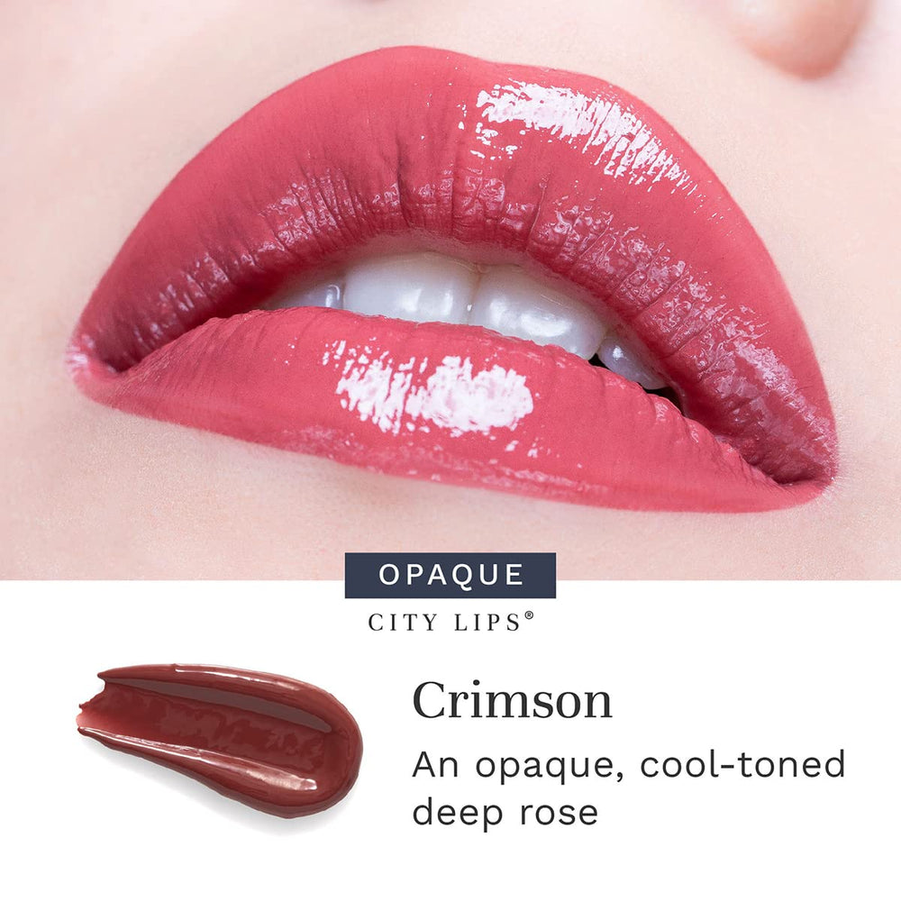 Close-up of City Lips gloss showing subtle plumping effect.