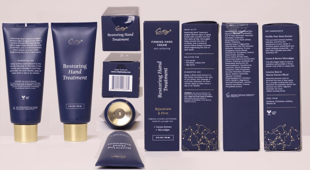 City Beauty Restoring Hand Treatment brand logo emphasizes premium skincare line