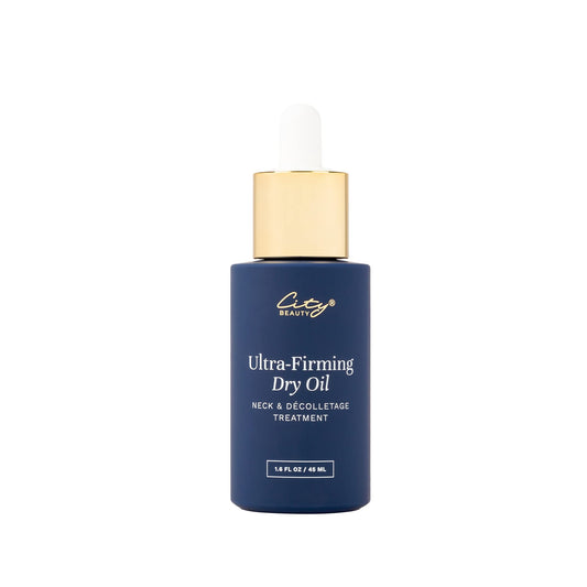 City Beauty Ultra-Firming Dry Oil bottle closeup showing non-greasy hydration