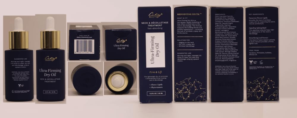 City Beauty Ultra-Firming Dry Oil product shot emphasizing hydration