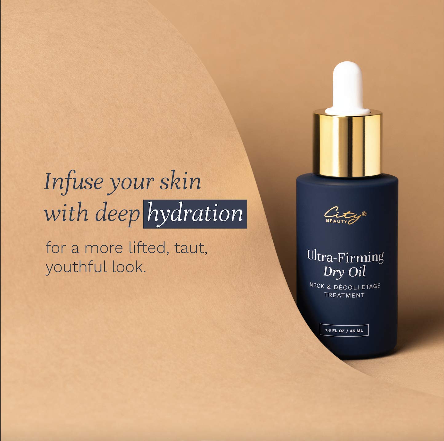 City Beauty Ultra-Firming Dry Oil pump-dispense demonstration on skin