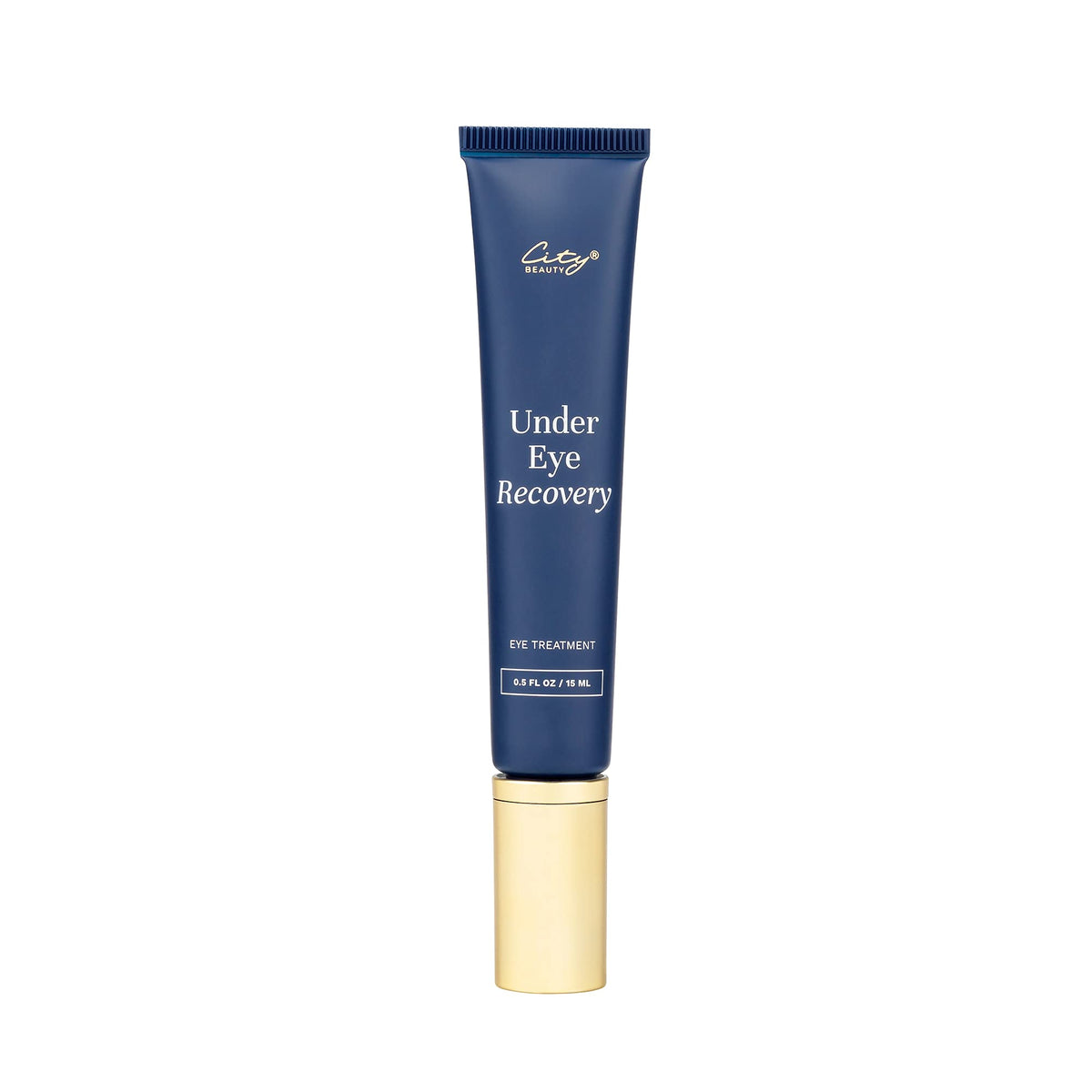 City Beauty Under Eye Recovery bottle close-up, premium packaging and brightening potential.
