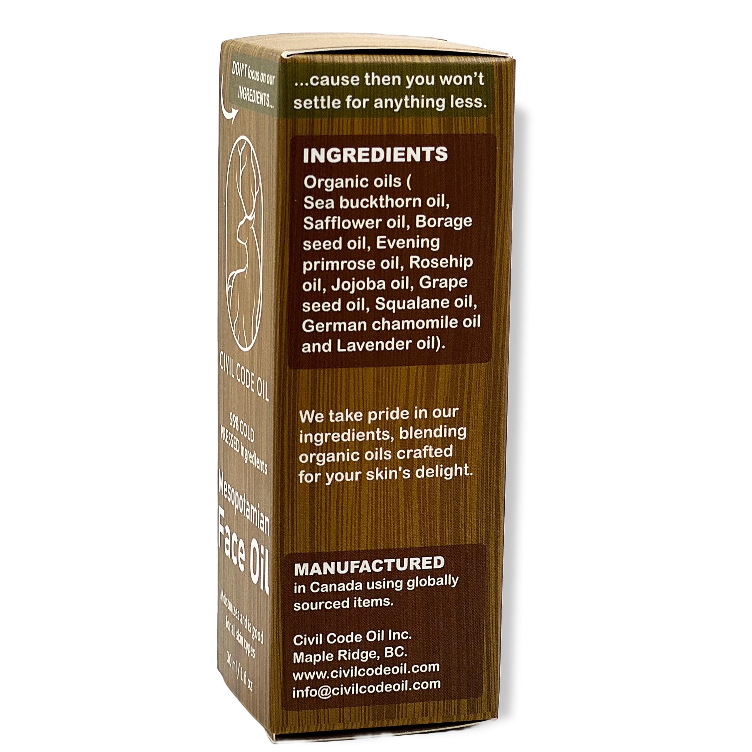 Civil Code Mesopotamian Face Oil German chamomile flower detail for soothing care.