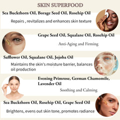 Civil Code Mesopotamian Face Oil rosehip detail emphasizing omega-rich nourishment.