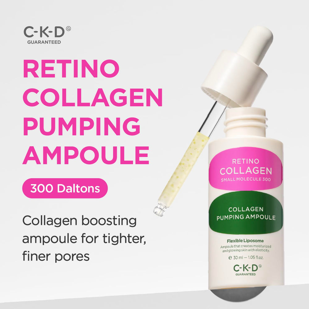 CKD Guaranteed Retino Collagen Pumping Ampoule dispensing action illustrating precise application.