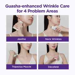 Close-up of CKD Gua Sha Neck Cream roller applying massage