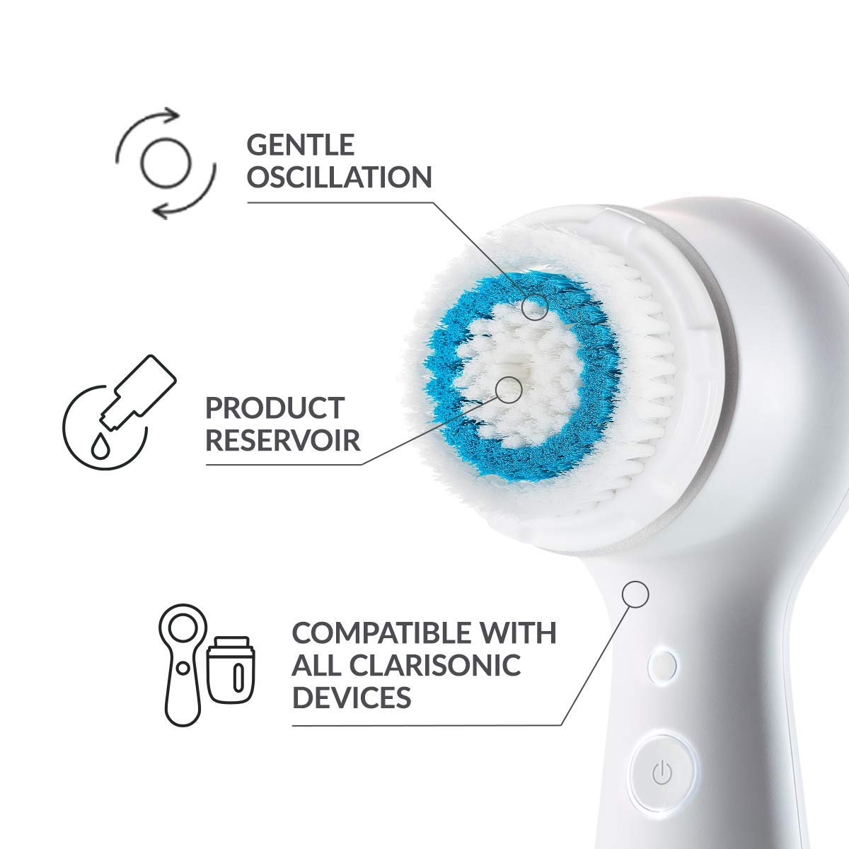 Clarisonic deep pore brush head for Mia Fit delivers precise cleansing