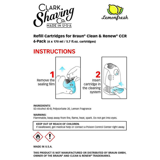 Clark Shaving Co refill cartridge for Braun CCR in packaging shows USA-made quality