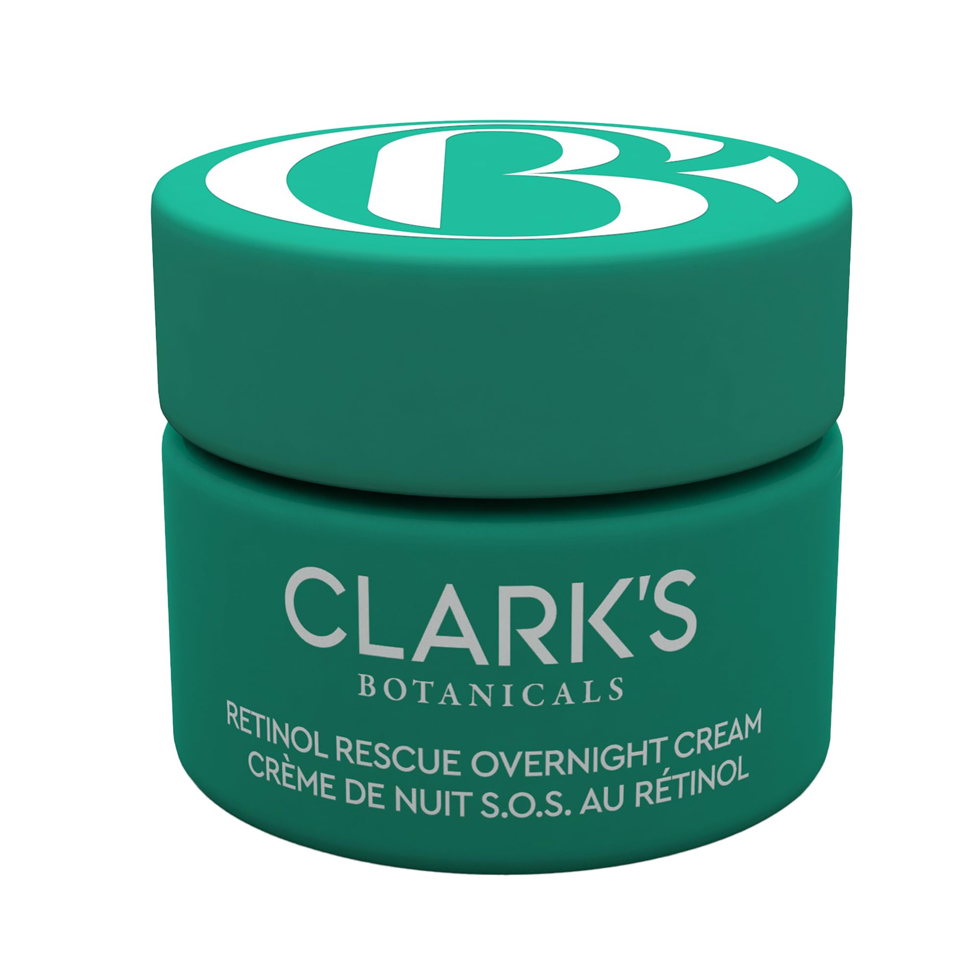 Clark's Botanicals Retinol Rescue jar closeup showing creamy texture for sensitive skin