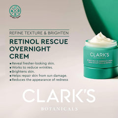 Night application scene of Clark's Botanicals Retinol Rescue Overnight Cream
