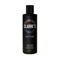 Clark's Full Spectrum Dandruff Shampoo bottle highlighting dandruff control ingredients.