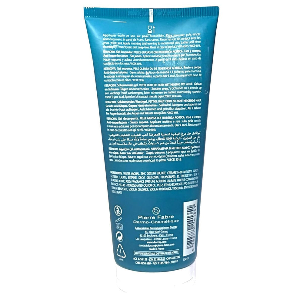 Classic Derma Ducray Keracnyl Foaming Gel foam dispense demonstrates rich foam for effective cleansing