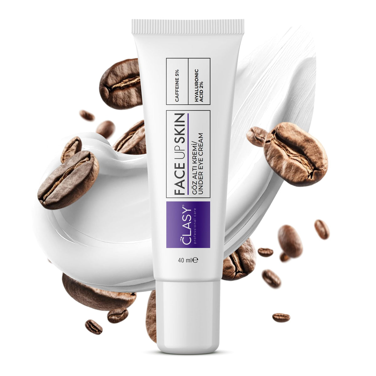 Clasy Care under-eye cream tube application brightens tired eyes