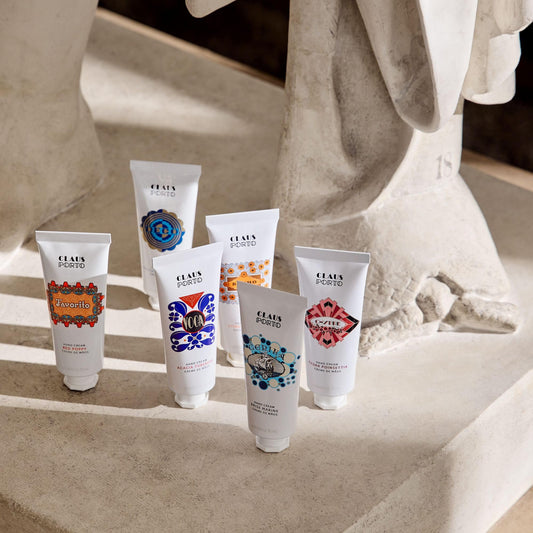 Claus Porto Deco Encens Eucalyptus hand cream applied to hands softening cuticles