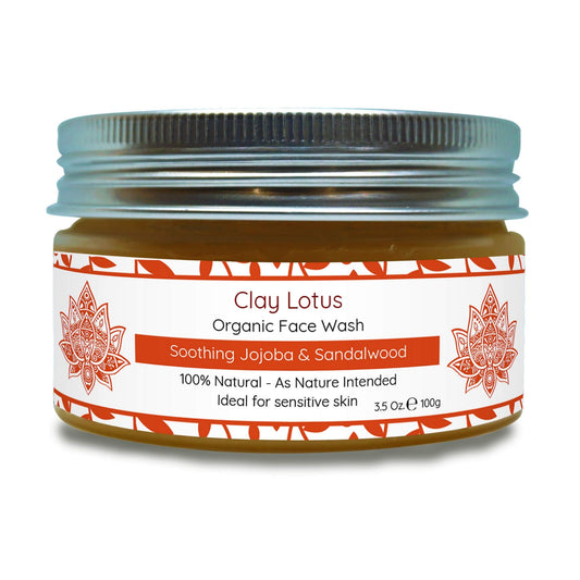 Clay Lotus Face Wash foaming bottle for gentle cleansing on sensitive skin