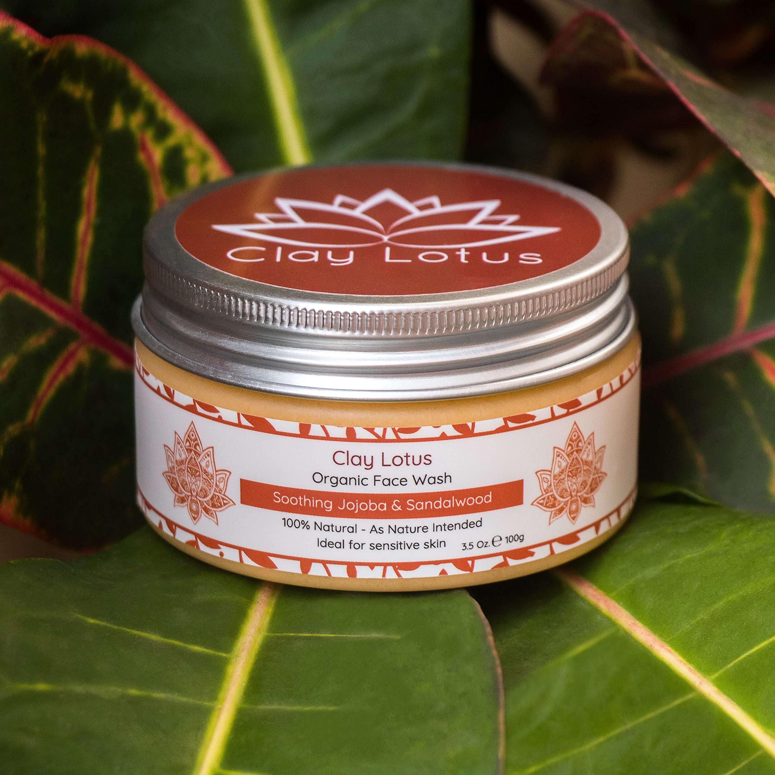 Clay Lotus Face Wash natural ingredients label highlights clean formula