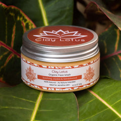 Clay Lotus Face Wash natural ingredients label highlights clean formula