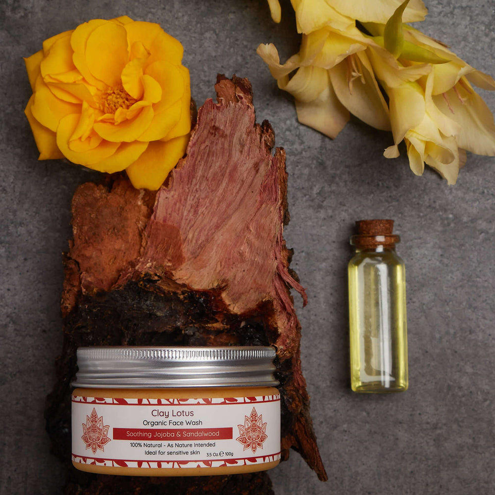 Clay Lotus Face Wash skin close-up showing gentle cleansing action