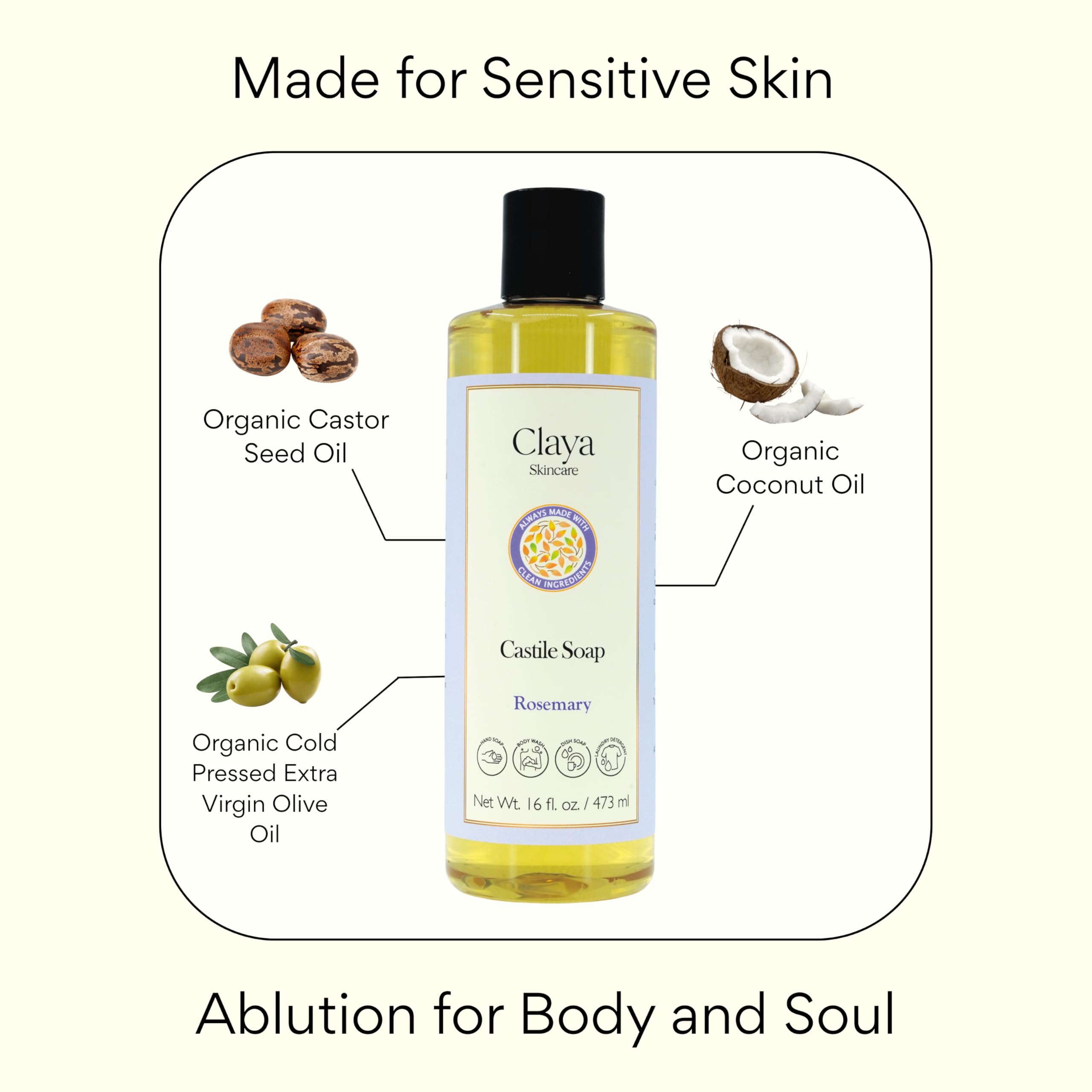 Claya unscented formula bottle goes gentle on sensitive skin areas.