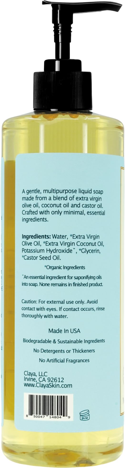 Claya pump-cap bottle ready for versatile use from face wash to floor cleaner.