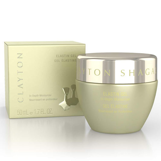 Clayton Shagal Elastin Gel 1.7 oz bottle shows gentle hydration for sensitive skin