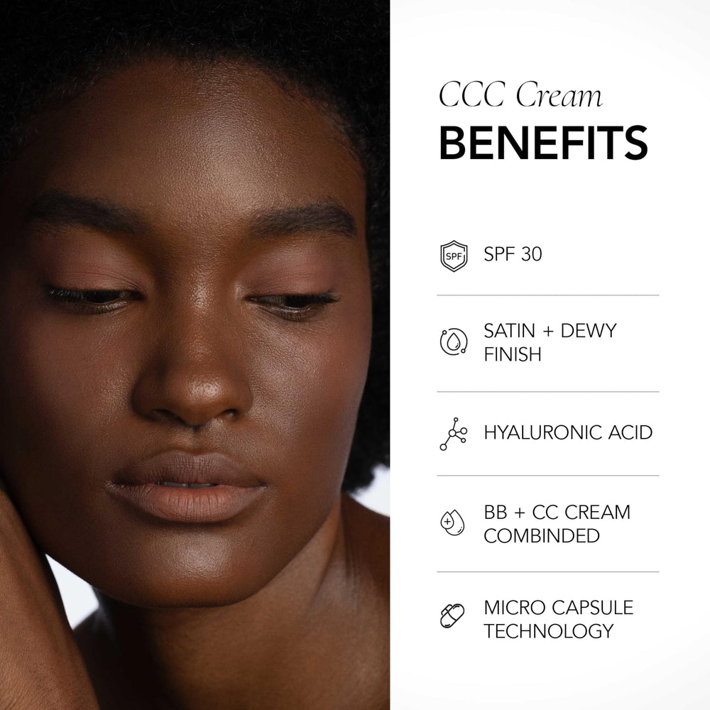 The CCC Cream swatches on skin show natural, buildable coverage for deeper tones