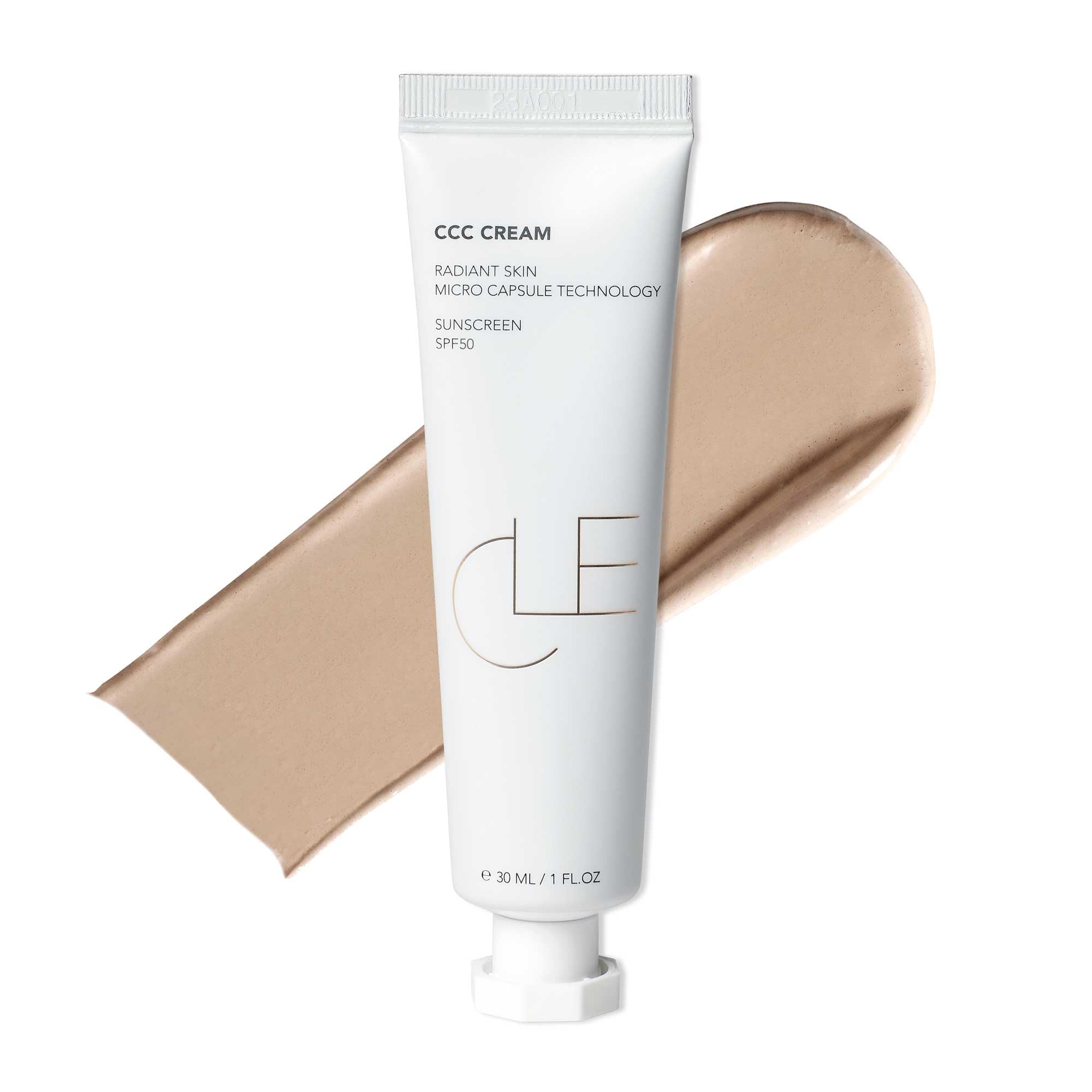 CLE Cosmetics CCC Cream Warm Light 106 bottle pour for smooth, easy application
