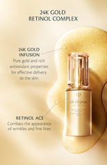 Drop being dispensed from Precious Gold Vitality Serum for precise use.