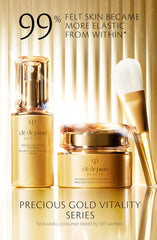 Luxurious vanity scene with Precious Gold Vitality Serum on display.